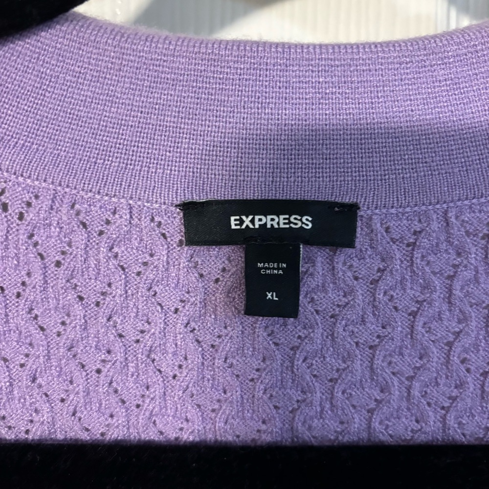 Express Lilac Collared Patterned Knit Short Puff … - image 4